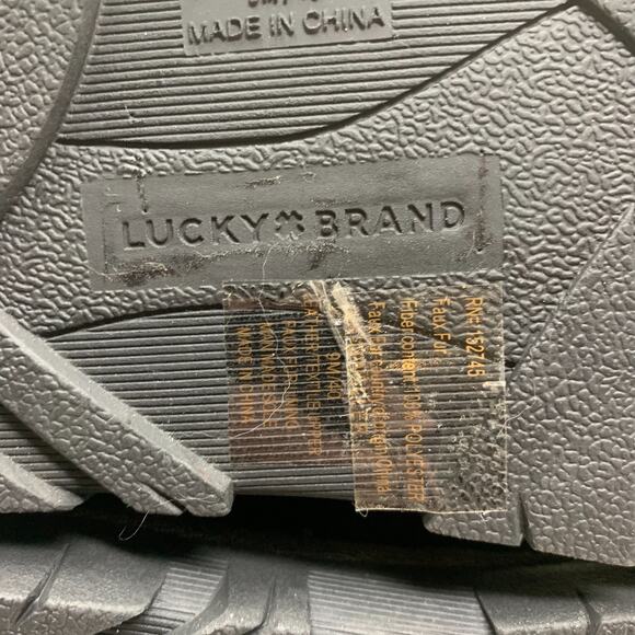 NEW Lucky Brand Dweller Black Suede Faux Shearling Ankle Booties Boots Sz 9 NWOB - Picture 9 of 9